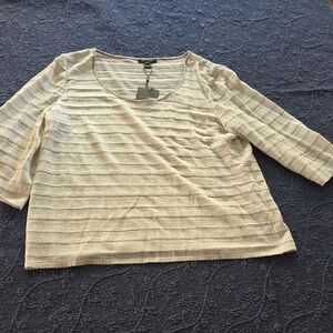 St. John Striped Silver Grey (somewhat sheer) top - XL